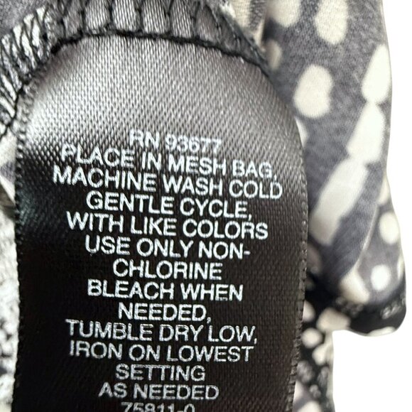 LIZ CLAIBORNE Tunic Top Plus Size 1X Slinky Stretch Black White Print Soutache - Picture 9 of 9